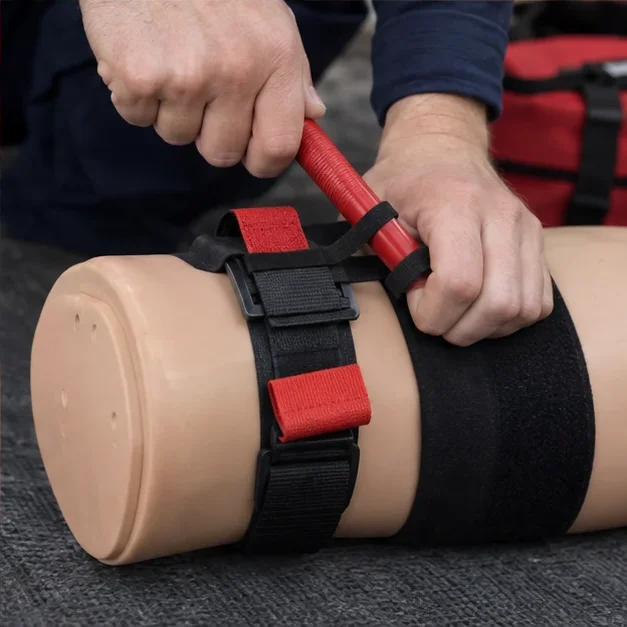 Illustrative close-up of a bandage being applied during first aid training